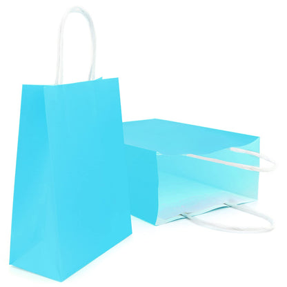 YADIAN 12 Pieces Kraft Paper Party Favor Gift Bags with Handle, Blue Gift Bags Small Size for Halloween, Christmas, Birthday, Wedding and Party Celebrations