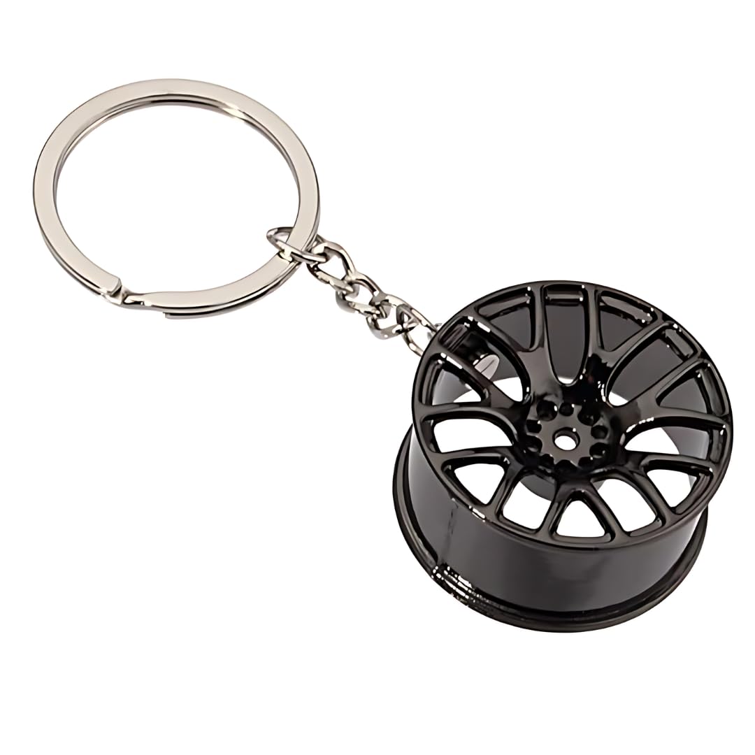 5pc Car Lovers Key Chain Set - Manual Gear Shifter | Wheel Rim | Spanner | Turbo | Brake Disc Keychain | Auto Enthusiast Gift Set | Car Truck Bike | Parts Keyring