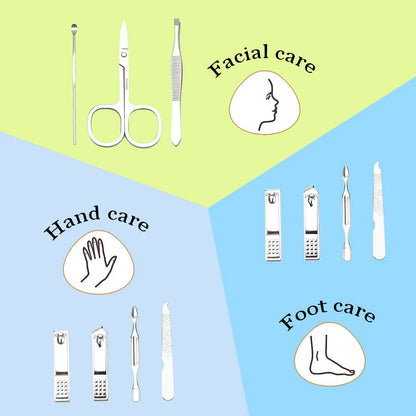 Easter Basket Stuffers Nail Clippers Manicure Kit for Men Pedicure Tools Personal Care Metal Fingernail Cutter Manicure Set Professional Grooming Kit 8 in 1 Nail Tools Silver