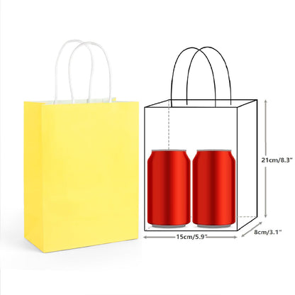 SIMPLECOOL 25pcs Small Paper Gift Bags with Handles 5.9x3.1x8.3 in. Favor Bags Goodie Bag Bulk for Party, Birthday, Wedding, Merchandise, Retail, Small Business, Arts, DIY Crafts – Yellow