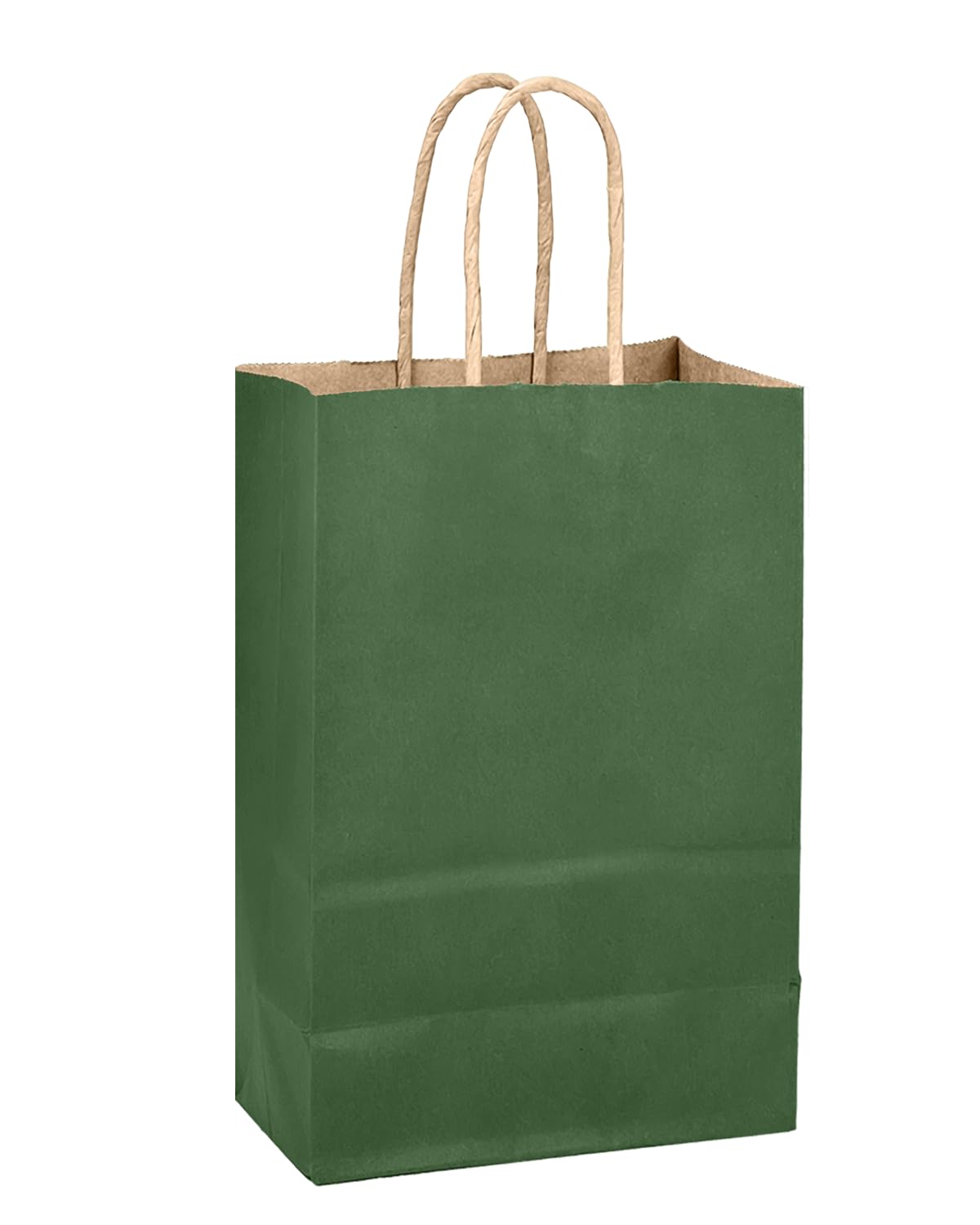 qiqee Dark Olive Green Gift Bag with Handles Bulk 24Pcs Paper Bags -8.3"x6"x3. 15" Party Favor Bags - Solid Color