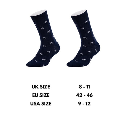 Airplane Socks - Funny Plane Socks - Funny Aeroplane Gift for Men - 1 Pair, Size 9-12