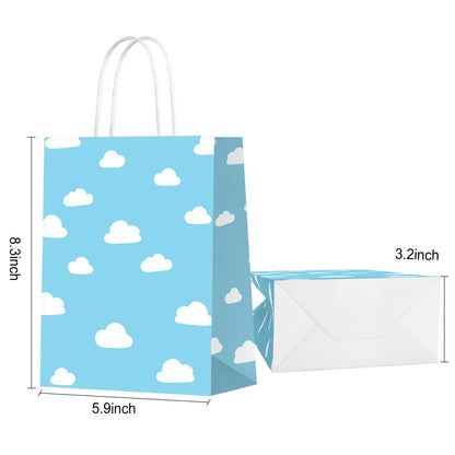 KERINGO 16 PCS Toy Inspired Story Print Party Favors Bags Blue Sky White Clouds Gift Bags