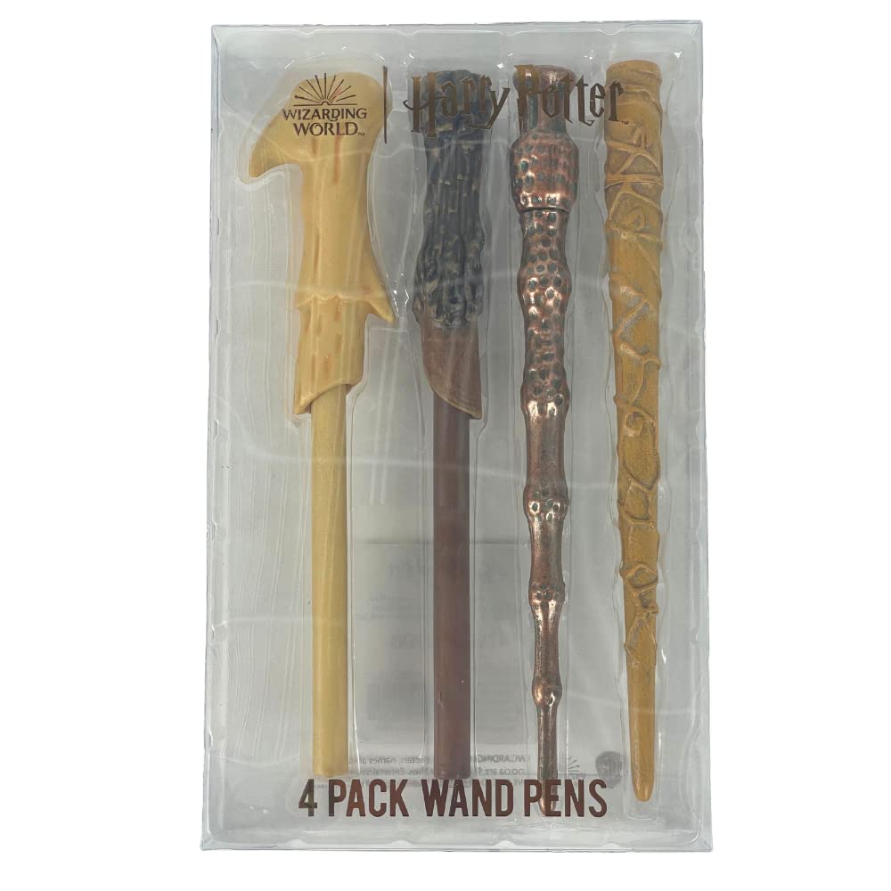 Harry Potter Wizarding World Wand Pens Set of 4 - Voldemort, Hermione, Dumbledore Wands