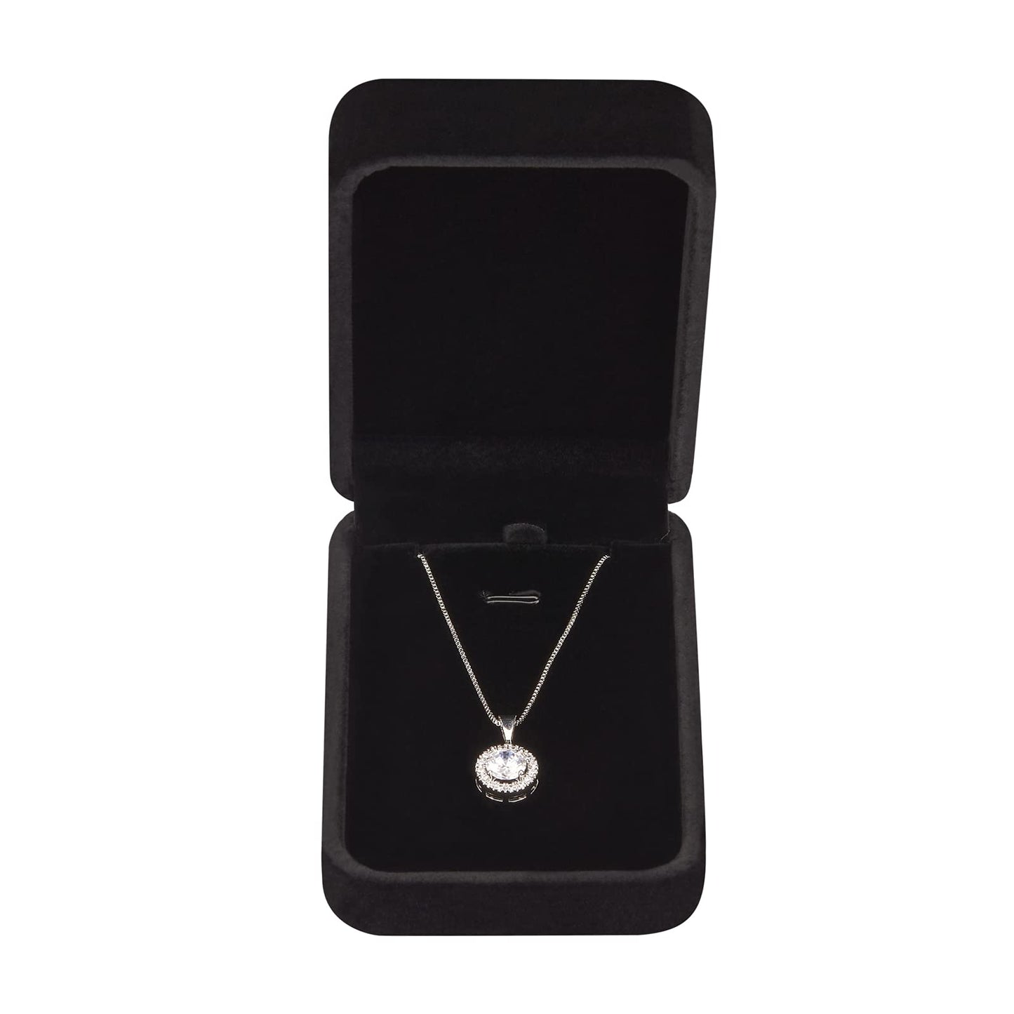 LETURE 3 Pieces Velvet Pendant Necklace Gift Boxes Set, Classic Jewelry Packaging Storage Case, Jewellry Display Box for Wedding, Engagement, Proposal, Birthday and Anniversary (Black)