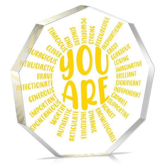 Yellow Gifts for Women Desk Accessories Sunshine Gifts for Women Yellow Bathroom Decor for Family Motivational Desk Decors Acrylic Sun Decor You are Enough Birthday Gift