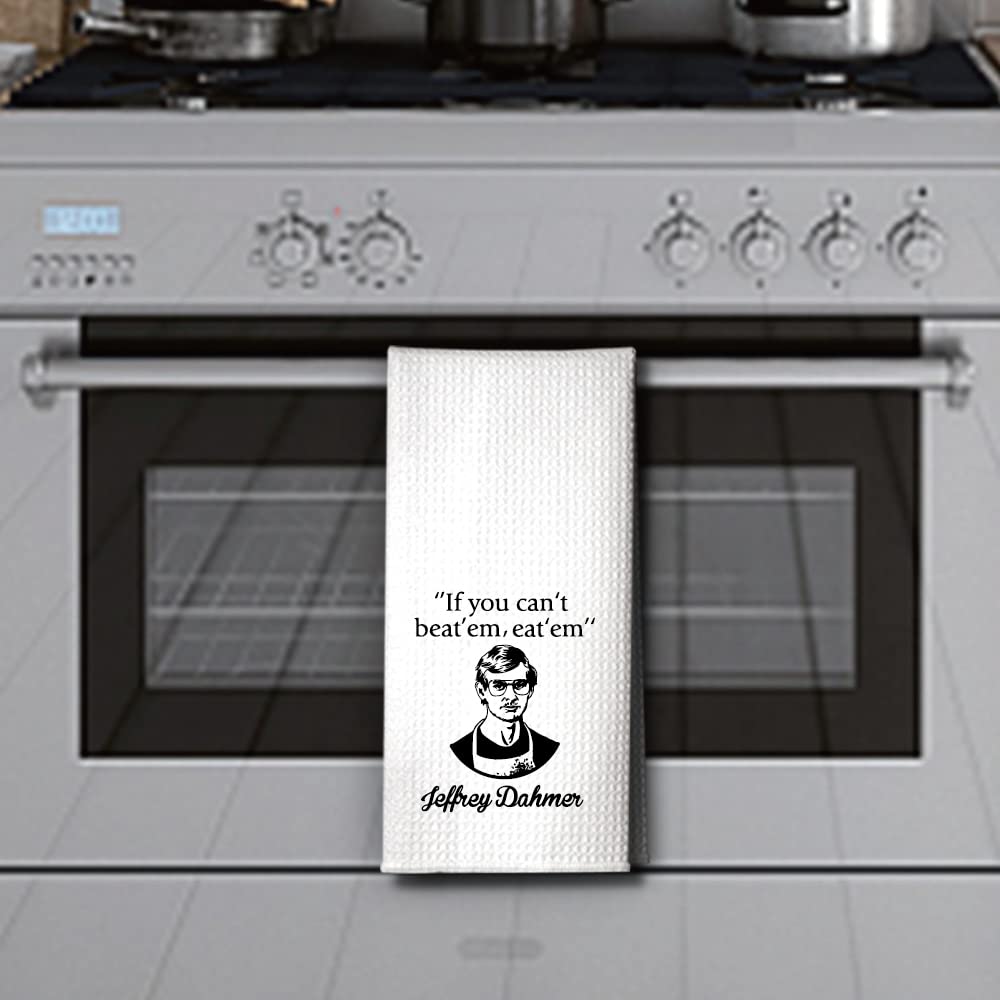 Hafhue If You Can't Beat' em Eat' em Kitchen Towel, Funny Housewarming New Home Gifts for Women Sister Friend Aunt Mom, Halloween Christmas Thanksgiving Gifts for Dad Grandpa Uncle Brother Coworker