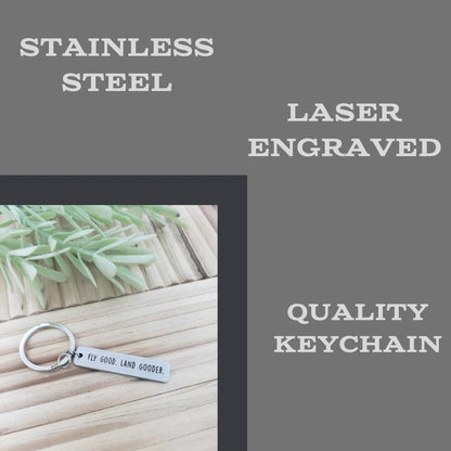 Pilot Keychain, Airplane Keychain, Fly Good Land Gooder, Gift for Pilot Stocking Stuffers, Pilots Gifts Aviation Men, Flight Attendant Essentials Women, Future Pilots Gifts for Men Wings