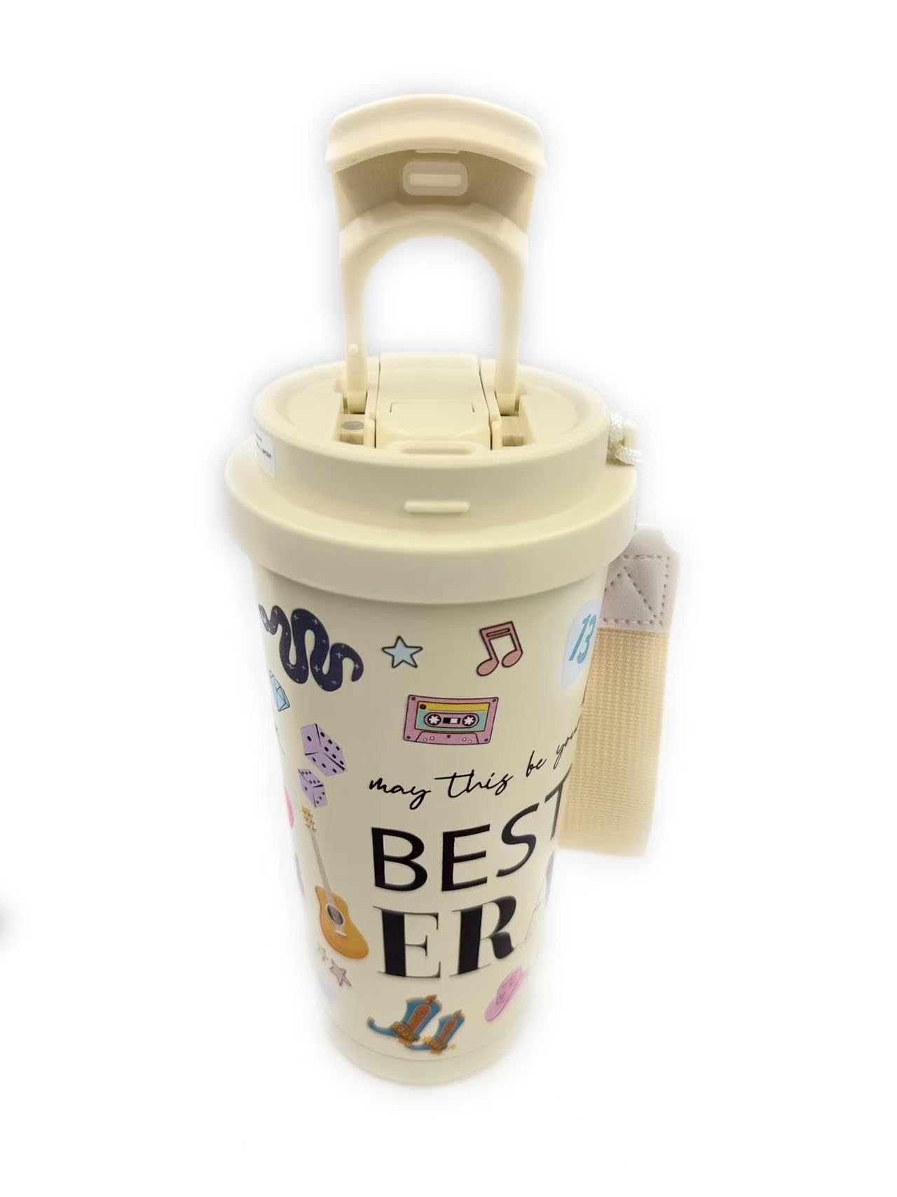 May This Be Your Best Era Gift Insulated Tumbler Singer Inspired Travel Mug18 Ounce Stainless Steel Water Bottle with Dual Lids Straw and Portable Strap Fashional Coffee Cup for Music Fans