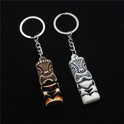 Hawaiian Tiki Resin Protection 3D Amulet Lucky Pendant Keychain Handmade Gifts Boho Car Keys Bag Accessories