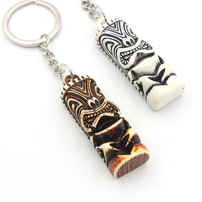 Hawaiian Tiki Resin Protection 3D Amulet Lucky Pendant Keychain Handmade Gifts Boho Car Keys Bag Accessories
