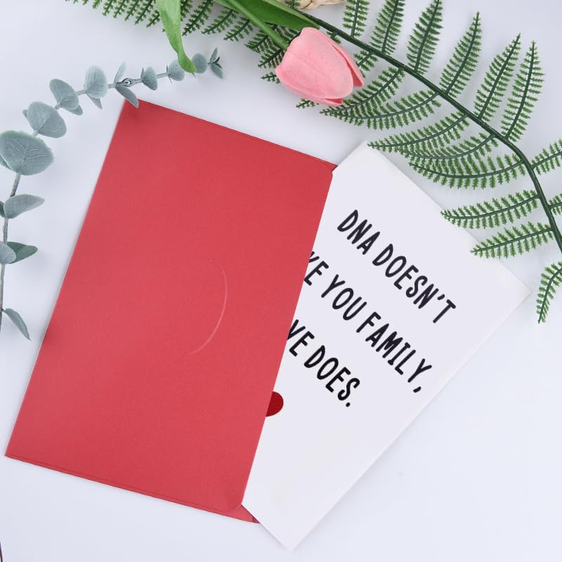 Happy Adoption Day Gift Card for Family Parents Thank You Appreciation Cards for Step Dad Mom Birthday Christmas Gifts for Bonus Dad Mom Friend Couple DNA Doesn't Make You Family Love Does Card