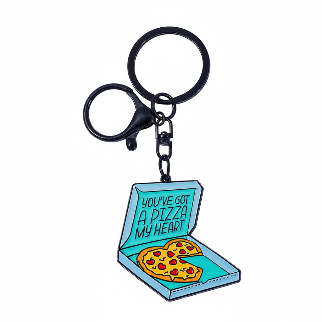 Pizza Keychain – Food Keychains Bag Charms for Women with Pizza My Heart Quote Box, Cute Key Chains Romantic Gifts for Pizza Lovers, Couples, Friends, Girls