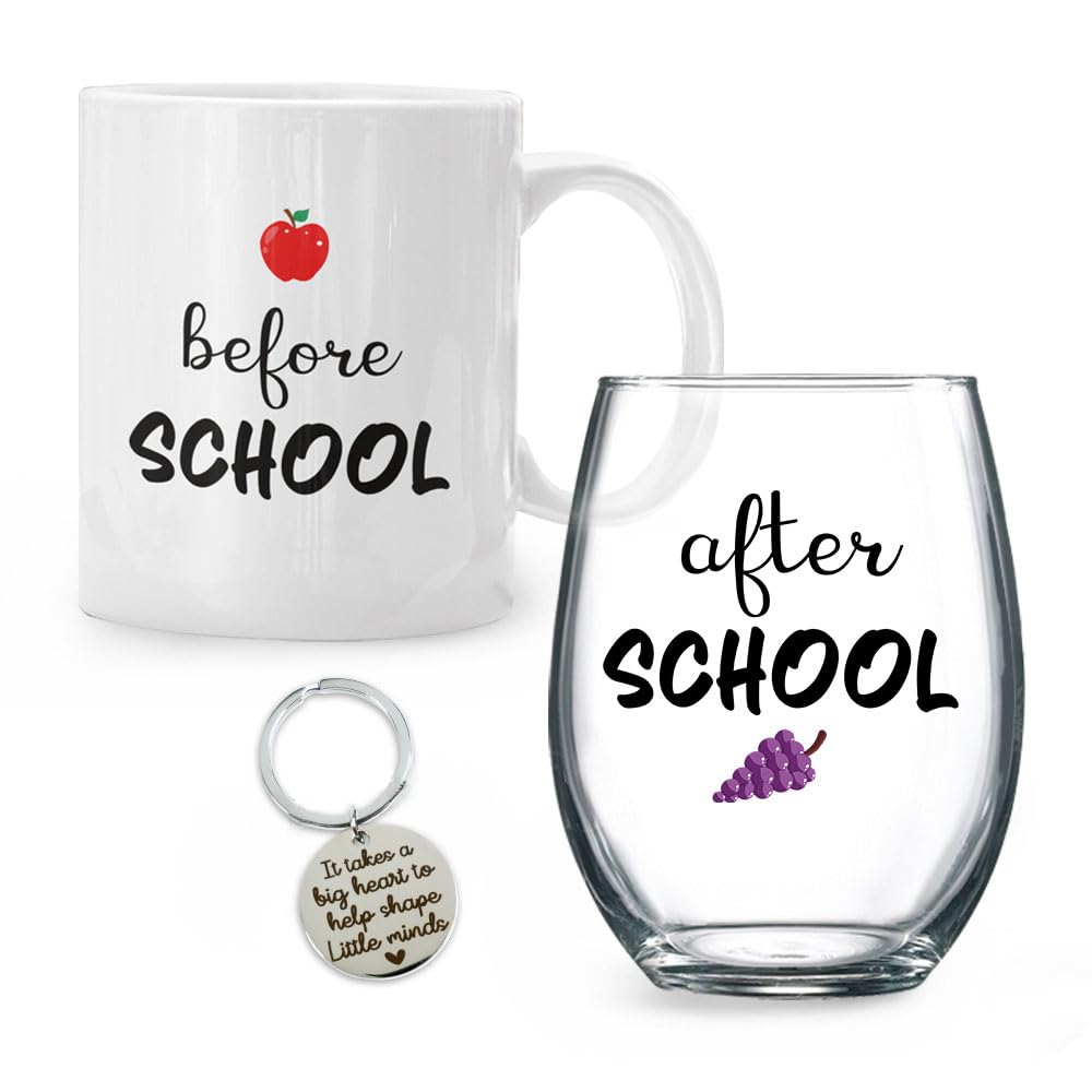 Before After School Mug and Glass Funny Appreciation Teacher Gifts From Student on Teachers Day