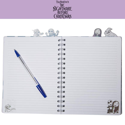 Nightmare Before Christmas Tab Journal Notebook, Spiral Bound, 96 Lined Pages, 8 x 7 inches, Black/White