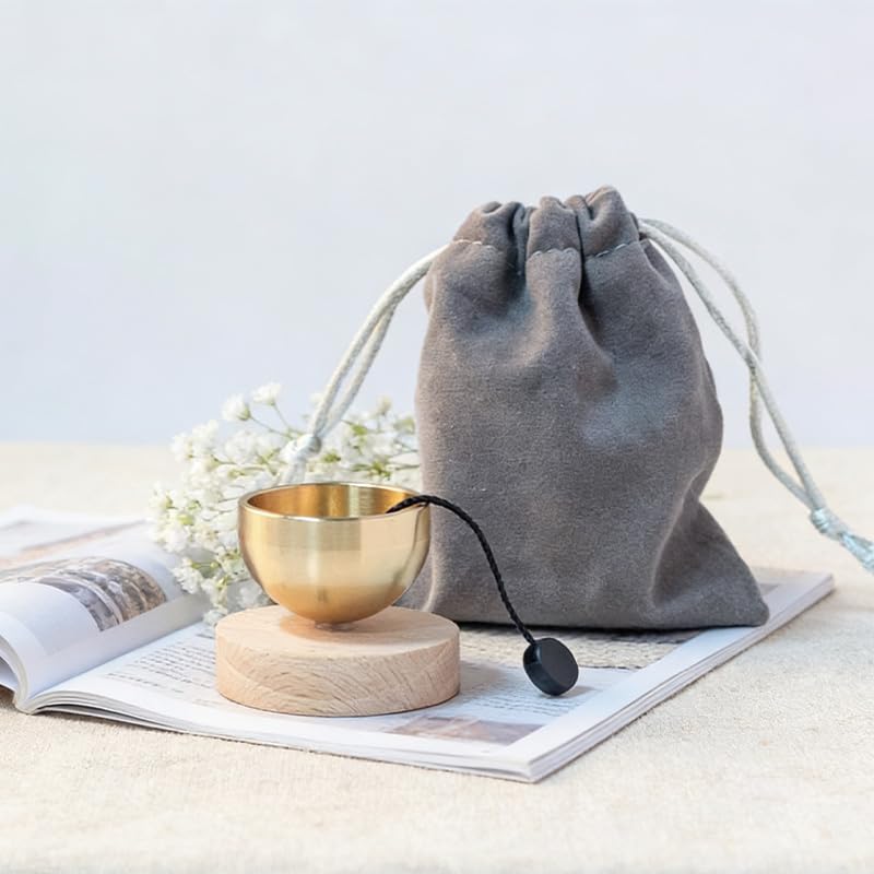 Mini Singing Bowl Set,Portable Brass Meditation Sound Bowl for Yoga,Chakra Healing,Stress Relief & Mindfulness,Self Regulation Tools,Handheld Singing Bowl,Unique Spiritual Gift for Women and Men