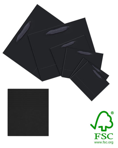 qiqee Black Gift Bags with Tissue Paper Mulit Assorted Sizes 10PCS Present Party Favor Birthday Bags(2pcs Large 13", 4pcs Medium 9", 4pcs Small 6" Bags,Tissue Paper)