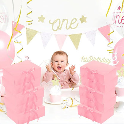 NEWSNOW 12 PCS Gift Boxes with Lids, 10x7.5x3.5 Inch Paper Gift Box, with Ribbon, Bridesmaid Proposal Box for Wedding, BirthdayPackaging, Present (Pink)