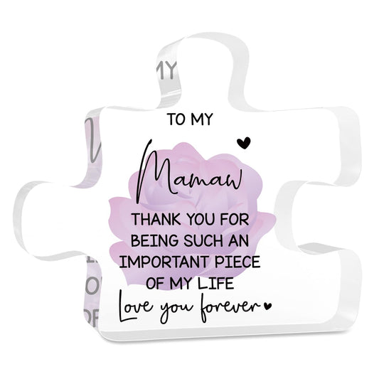 Mamaw Gifts Gifts for Mamaw Christmas From Grandkids Acrylic Puzzle Decorations 4.7 x 4.3 Inches Valentine's Day Christmas Birthday Gifts for Mamaw, Gifts Ideas for Mamaw Purple