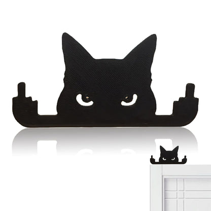 Funny Black Cat Middle Finger Figurine - Unique Desk, Shelf & Window Decor - Cool Cat Lover Gift - Hilarious Office & Home Decoration (Small)