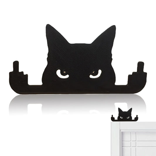 Funny Black Cat Middle Finger Figurine - Unique Desk, Shelf & Window Decor - Cool Cat Lover Gift - Hilarious Office & Home Decoration (Small)