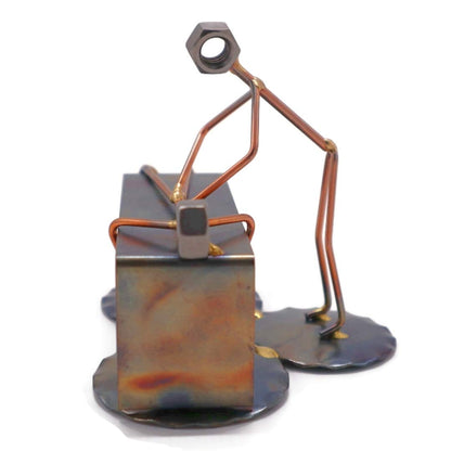 Massage Therapist - Handmade Metal Figurine - Hand Welded Metal Art and Recycled Metal Sculptures - Unique Desk Accessories, Medical Office Decor, & Massage Therapist Gifts