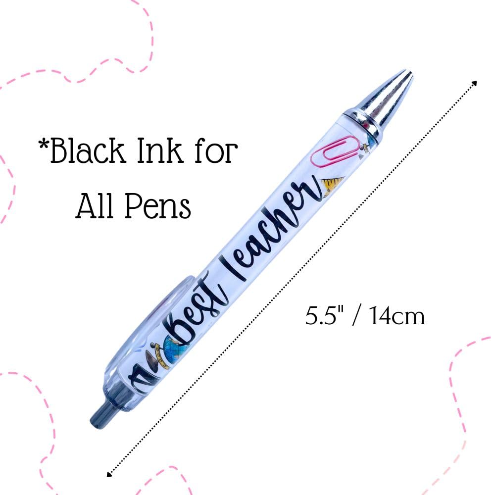 YJ PREMIUMS 10PC Teacher Pen | Fun Cute Funny Cool Best Pens for Teacher Set Pack Teach Love Inspire Writing School Sayings Preschool Appreciation Gifts Supplies Gift Supply in Bulk