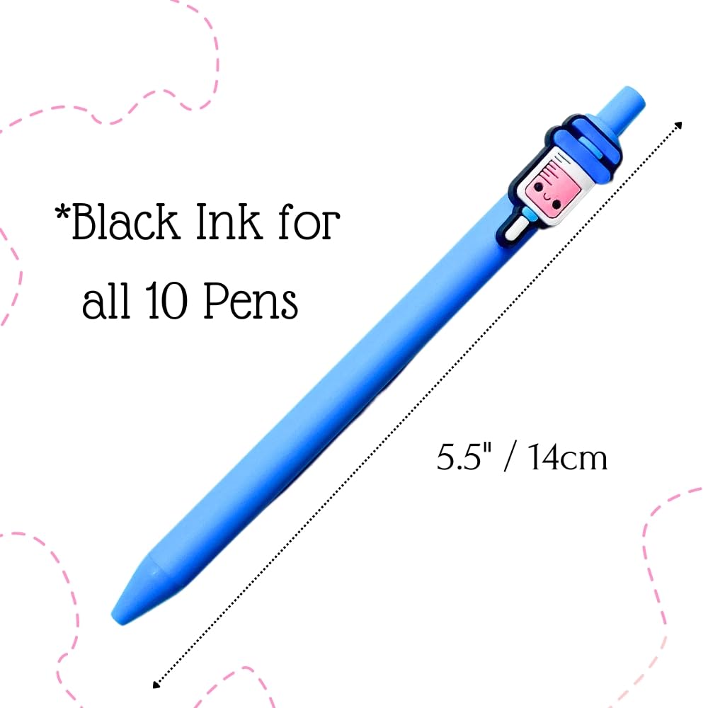 10 PC Nurse Pens | Funny Best Cute Nurses Pen Set Accessories for Work, Nursing Student, Medical Assistant, NICU, ER, ICU; Must haves Gifts, Essentials, Nurses Week Bulk, Appreciation Gift