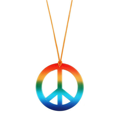 FORUBUS Peace Sign Pendant Necklace Retro Hippie Style Peace and Love Symbol Distressed Charm Rope Necklace for Women Men Jewelry