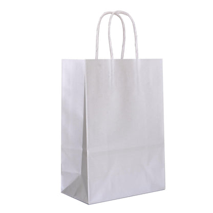 IN-JOOYAA 30 Pcs Silver Gift Bags Small Kraft Paper Gift Bags with Handles (6.3 x 3.1 x 8.6 in, Silver)