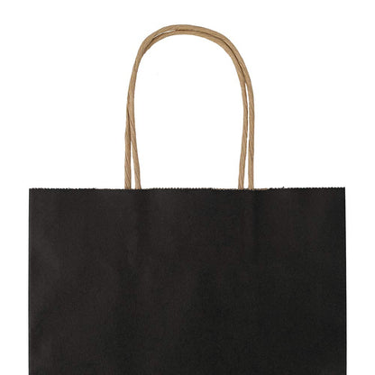 bagmad 100 Pack Medium 8x4.75x10 Inch Black Kraft Paper Bags with Handles Bulk, Gift Bags, Craft Grocery Shopping Retail Party Favors Wedding Business Sacks (Black, 100pcs)