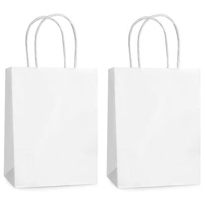 Hxezoc 12 Pieces White Gift Bags with Handle, Paper Treat Candy Bag Retail Kraft Shopping Bags for Valentines, Baby Showers Birthday Party Decoration Supplies