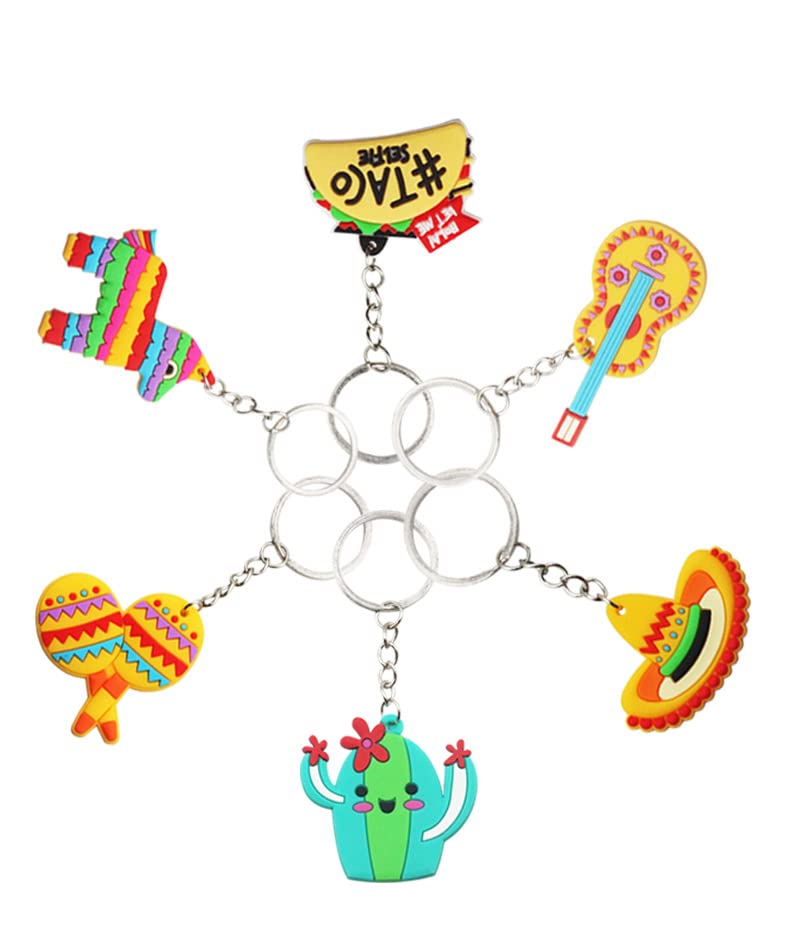 6 Pcs Mexican Keychain Cute Fiesta Party Cactus Keychain Cinco De Mayo Keychain