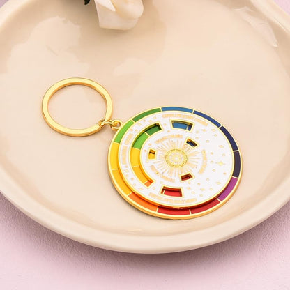 Guqqeuc Color Wheel Keychain Arts Aesthetic Gifts for Artists Color Spinning Wheel Keyrings Christmas Birthday Gifts for Painter Friend Family