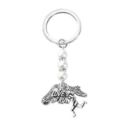 BEKECH Runner Keychain Marathon Runner Jewelry Running Gift Jewelry Track Marathon Gift Athlete Charm Purse Charms Key Ring