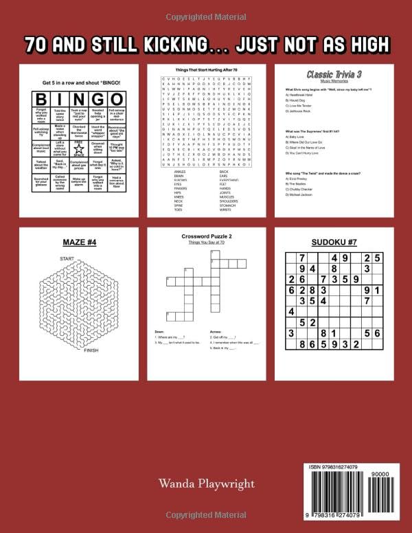 70th Birthday Activity Book: Funny 70th Birthday Gifts for Women, Sudoku, Mazes, Word Search and More