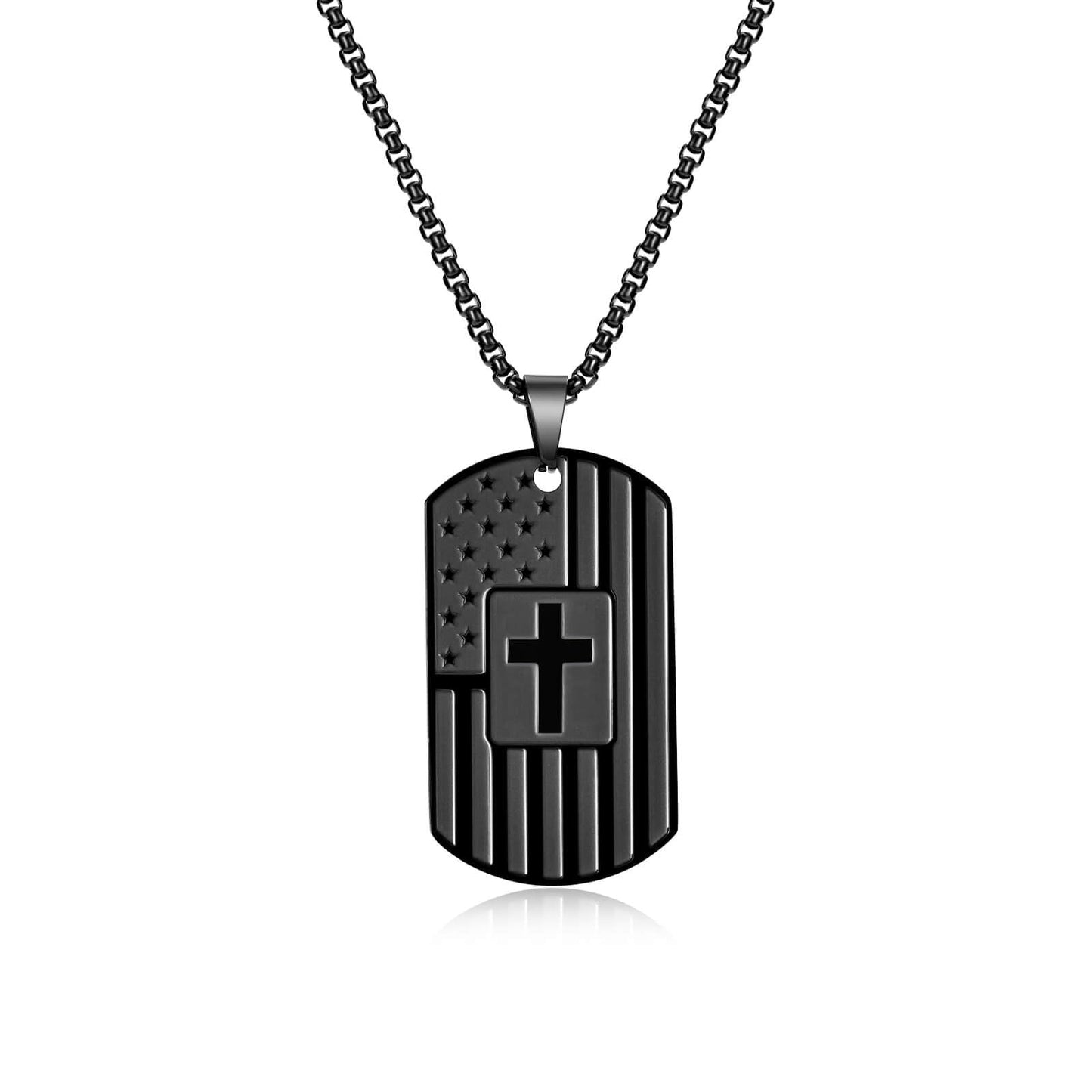 Coolvy To My Son Necklace from Mom Dad, Dog Tag Cross Necklace for Men, American Flag Birthday Christmas Gifts for Son in Law Grandson Daughter Granddaughter Family Jewelry