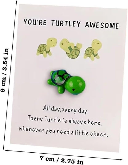 Mini Pocket Hug Turtle, You're Turtley Awesome Inspirational Gift with Card, Thank You Note Cards Greeting Card Mini Sea Turtle Figure Pocket Hug Gift for Friends and Family,Cards and Card Stock (Green)