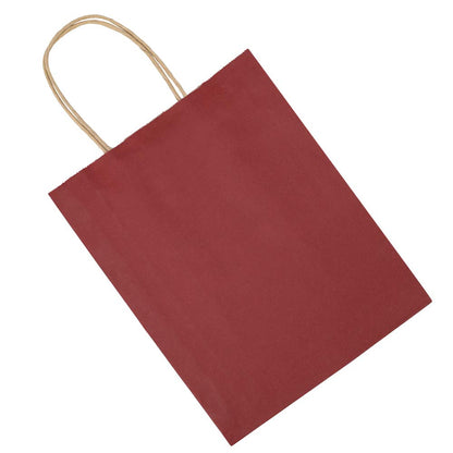 bagmad 100 Pack 8x4.75x10 Inch Medium Red Gift Paper Bags with Handles Bulk, Kraft Bags, Craft Grocery Shopping Retail Party Favors Wedding Business Sacks (Red, 100pcs)