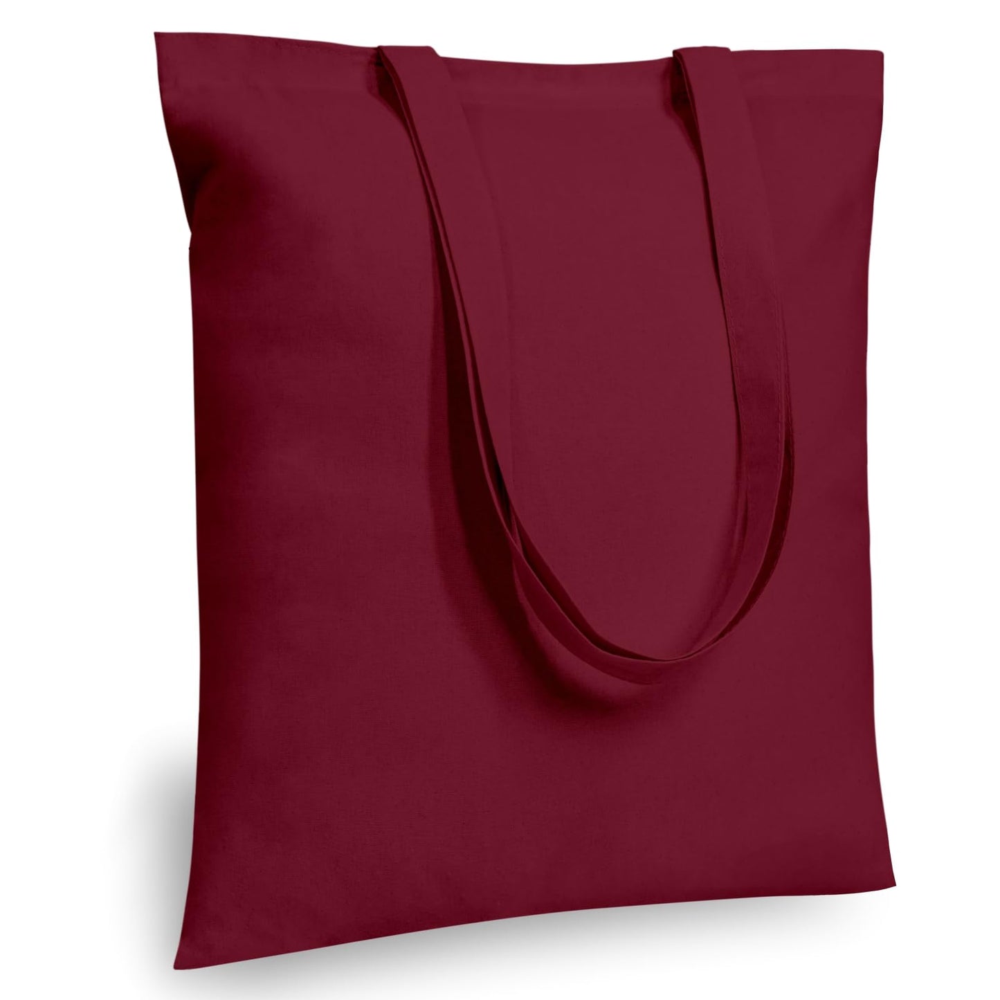 TOPDesign 12-Pack Economical 16"x15" Burgundy Cotton Tote Bags, Lightweight Medium Reusable Grocery Shopping Cloth Bags, Suitable for DIY, Advertising, Promotion, Gift, Activity