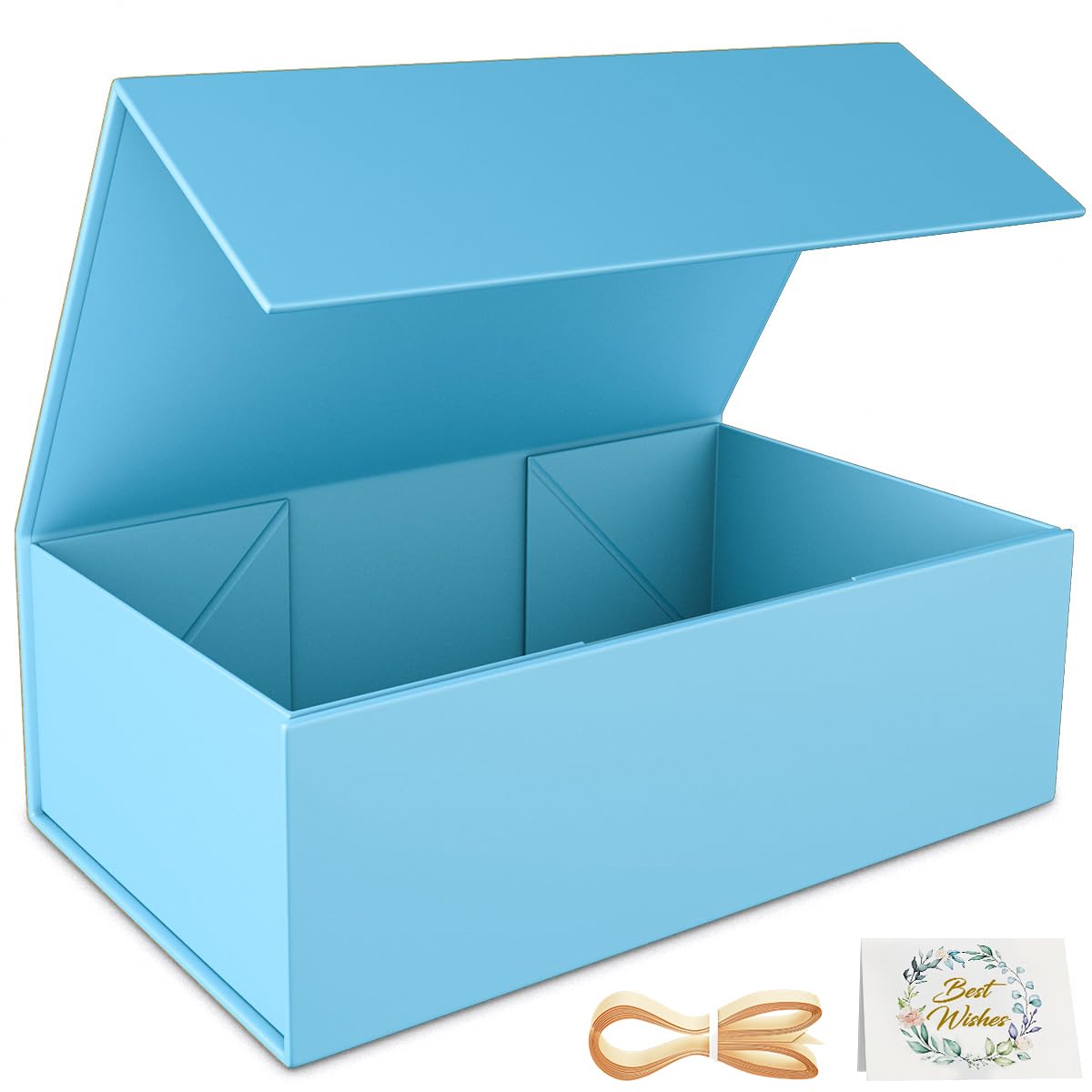 RYDDOY Blue Gift Box, 9.5x6x3'' Gift box for Presents with Lids Magnetic Closure Rectangle Collapsible for Bridesmaid Proposal Box, Wedding, Christmas, Halloween, Birthday Gift Packging