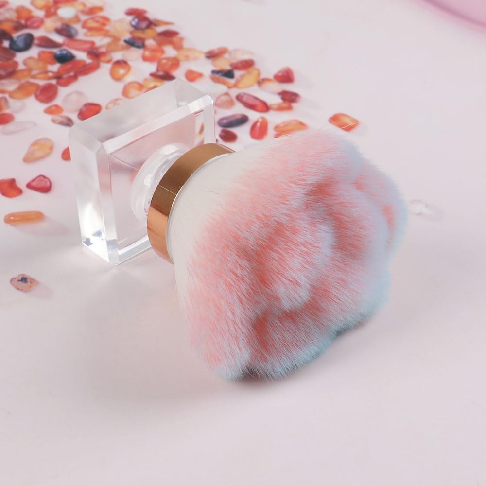 ANGNYA Nail Dust Brush, Pink Rose Soft Duster Brush Art Dust Powder Remover Makeup Manicure Brushes Clean Up Tools for Acrylic Nails