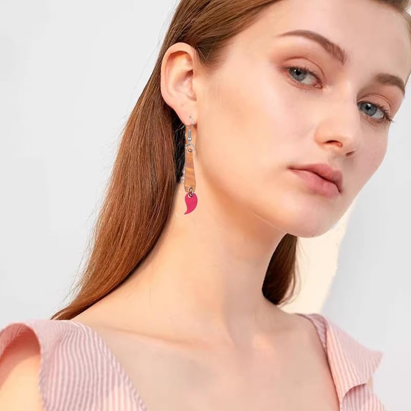 MALOYANVE Artist Paint Brush Earrings for Women Wooden Elegant Art Artist color Palette Dangle Drop Earrings Suitable For Artist Holiday Party Gifts