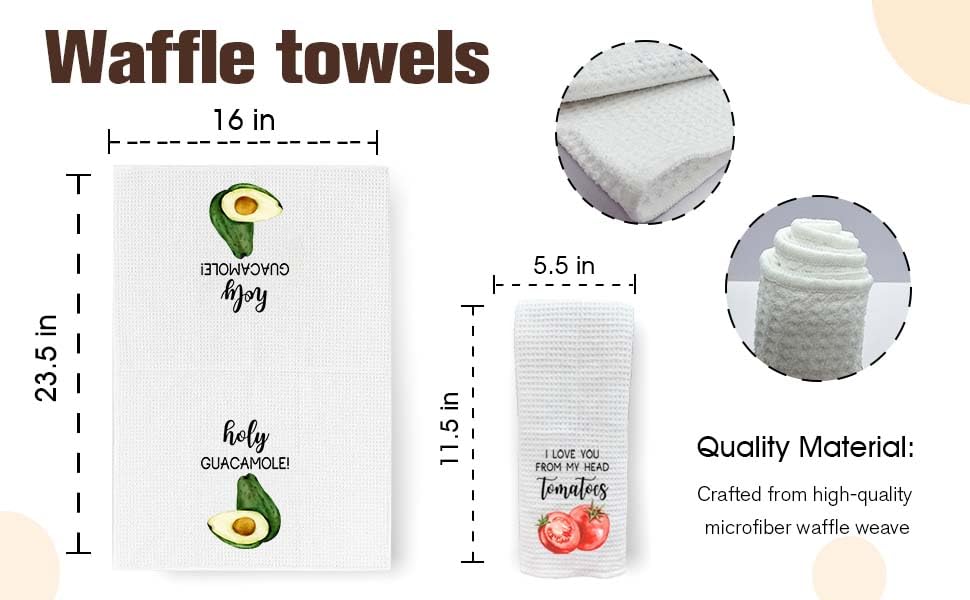 Funny Foodie Kitchen Towels, Set of 4 Vegetables Dish Towels for Washing Drying Dishes, Decorative Hand Tea Towels for Birthday Housewarming Hostess Wedding Shower Christmas Gifts-A56