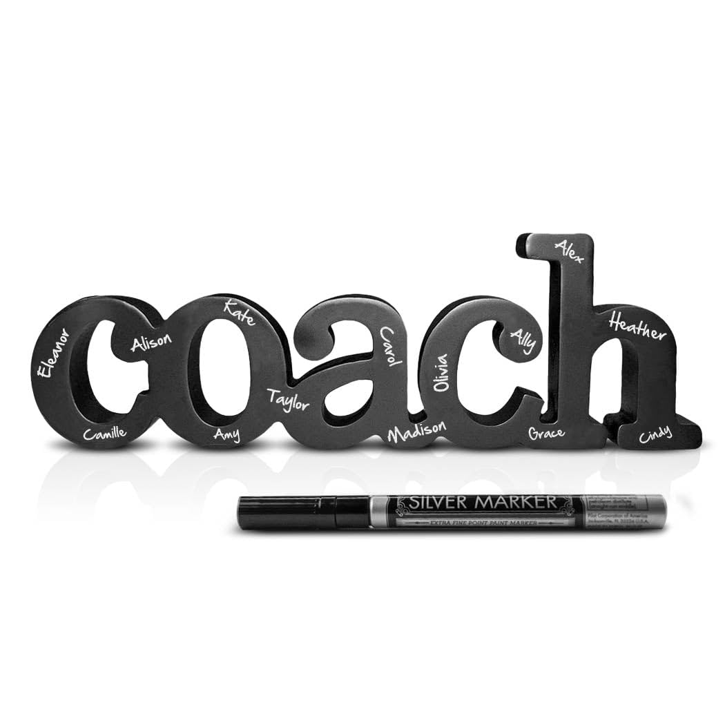 ChalkTalkSPORTS Coach Gift - Autograph Ready Coach Wood Word Sign with Pen - Handcrafted Ready to Sign Team Gift