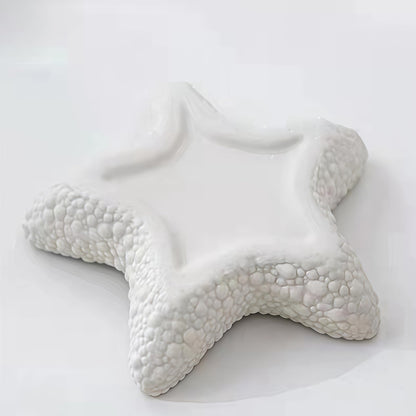 Starfish Jewelry Dish Ceramic Holder Ring Trinket Tray, Ocean-themed Decorative Trinket Dish, Suitable for Mother Friend Sister, Gifts for Women, Home Decor Trinket Dish(Sea Blue)