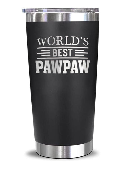 World's Best Pawpaw Tumbler - Best Pawpaw Laser Engraved - Pawpaw Mug - Father's Day Gift - Birthday Gift For Pawpaw - Pawpaw Coffee Mug - Stainless Steel Travel Tumbler 20Oz, Black