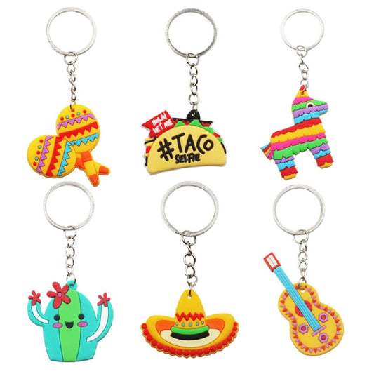 6 Pcs Mexican Keychain Cute Fiesta Party Cactus Keychain Cinco De Mayo Keychain
