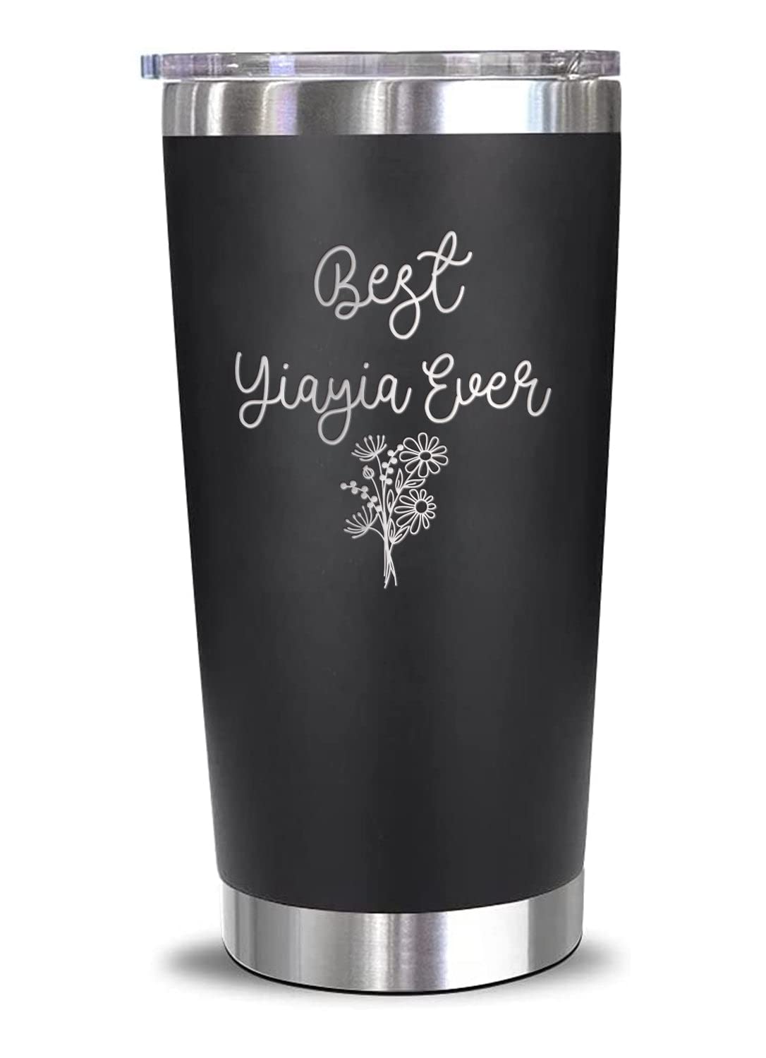 Best Yiayia Ever Tumbler - Floral Yiayia Mug - Yiayia Mug - Gift For Yiayia - Mother's Day Gift - Yiayia Coffee Mug - Stainless Steel Tumbler 20Oz