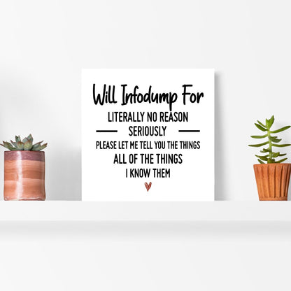 Funny Adhd Desk Decor Wood Box Sign,All Of The Things I Know Them Wooden Block Sign for Home Office Tabletop Shelf Decor 5" x 5",Adhd Gifts for Women